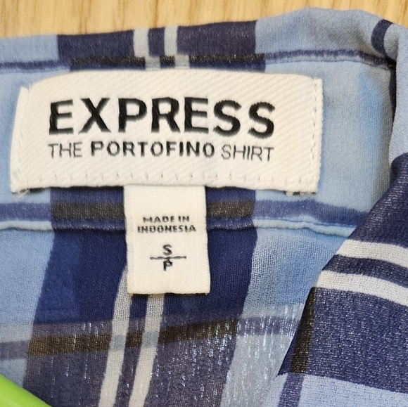 Express Portofino Sheer Plaid Button-Down Blouse - Picture 5 of 6